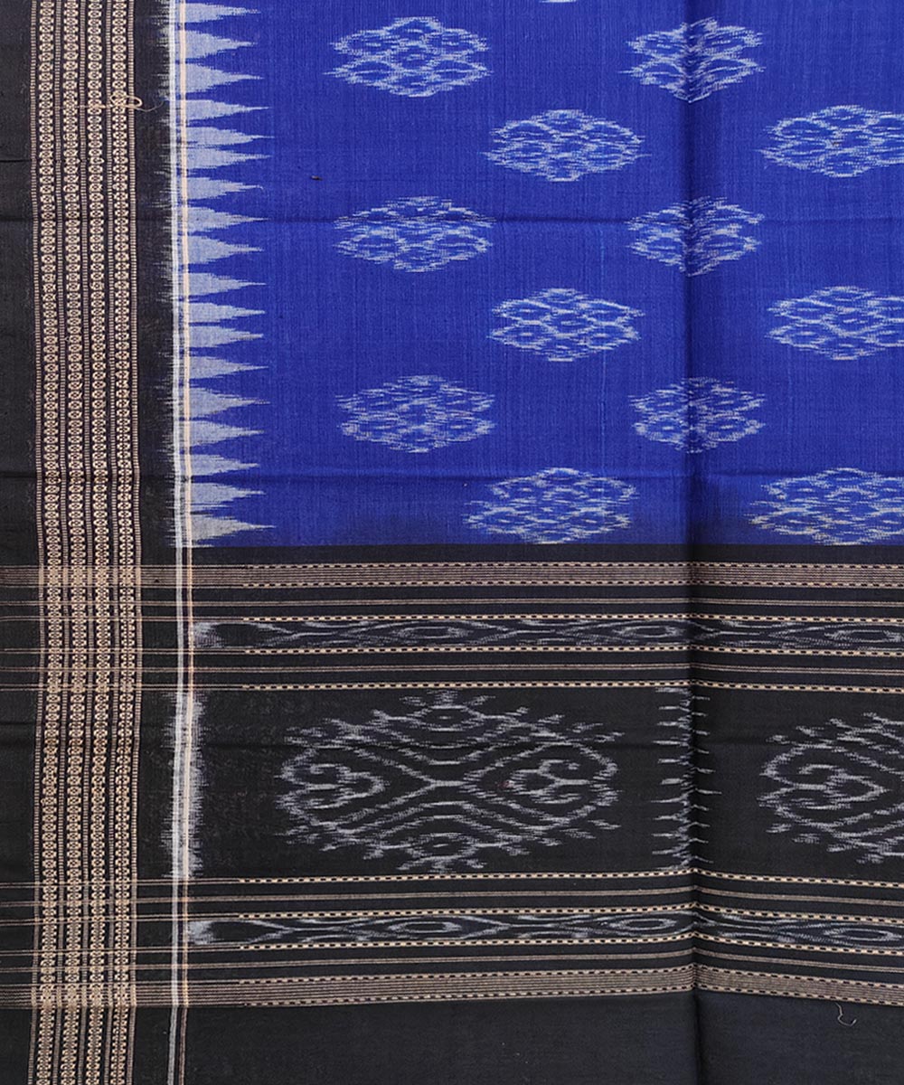 Navy blue black handwoven cotton sambalpuri stole