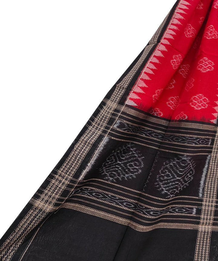 Red black handwoven cotton sambalpuri stole