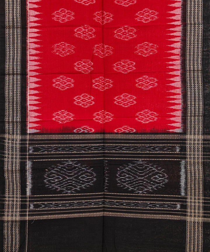 Red black handwoven cotton sambalpuri stole