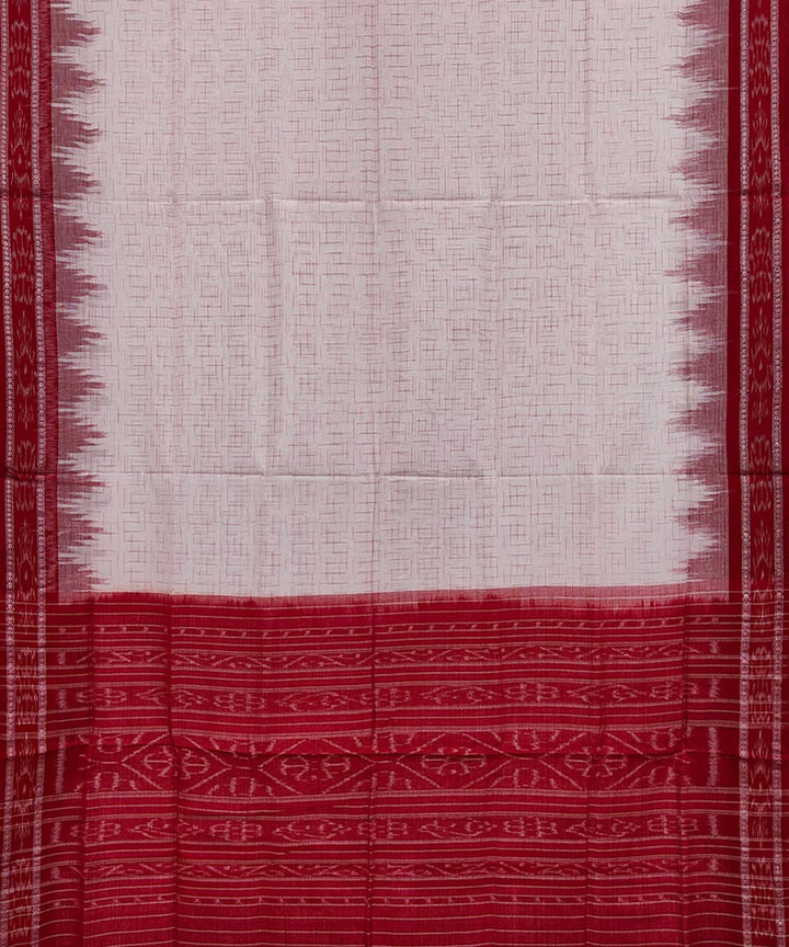 White maroon handwoven nuapatna cotton saree