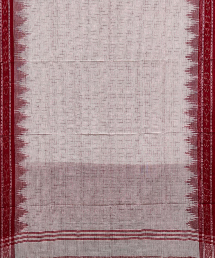 White maroon handwoven nuapatna cotton saree