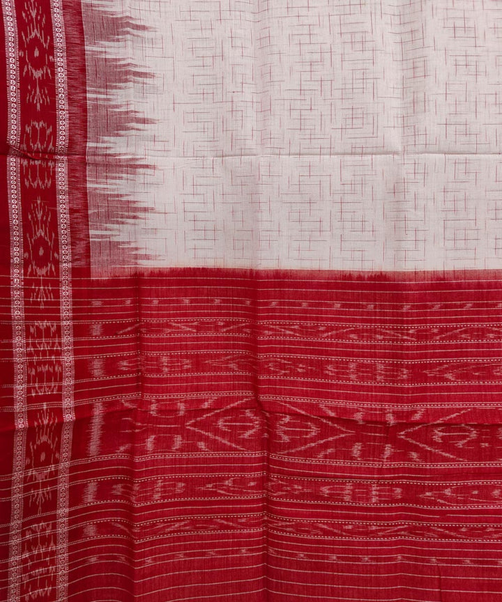 White maroon handwoven nuapatna cotton saree