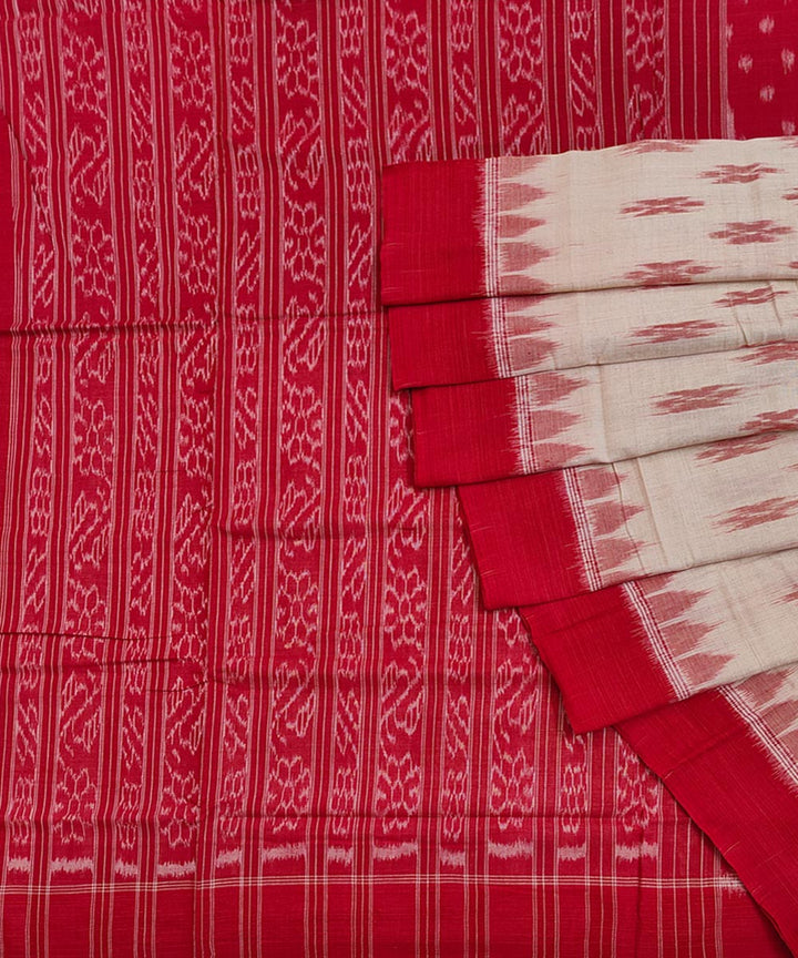 Red white cotton handwoven nuapatna saree