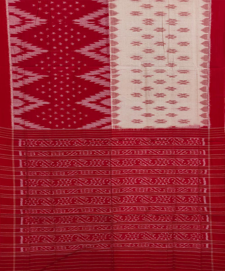 Red white cotton handwoven nuapatna saree