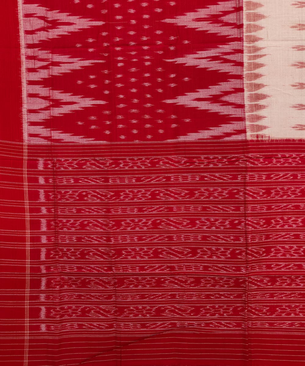 Red white cotton handwoven nuapatna saree