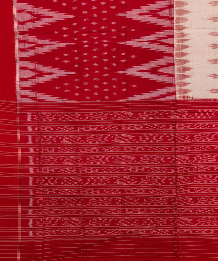 Red white cotton handwoven nuapatna saree