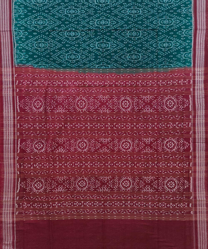 Dark green maroon cotton handwoven nuapatna saree