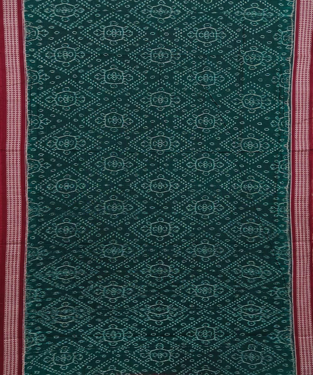 Dark green maroon cotton handwoven nuapatna saree