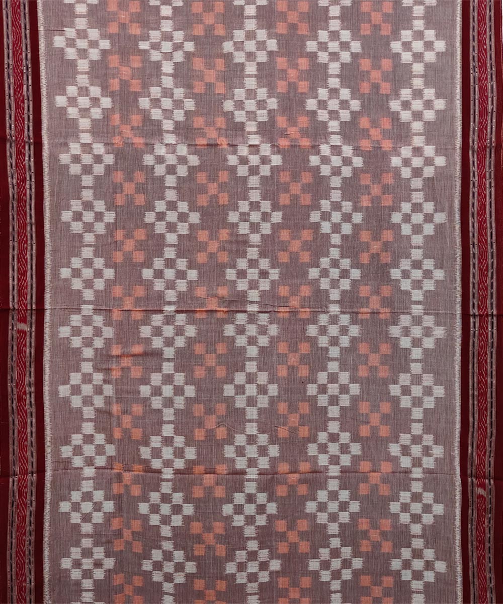 Grey maroon cotton handwoven nuapatna saree