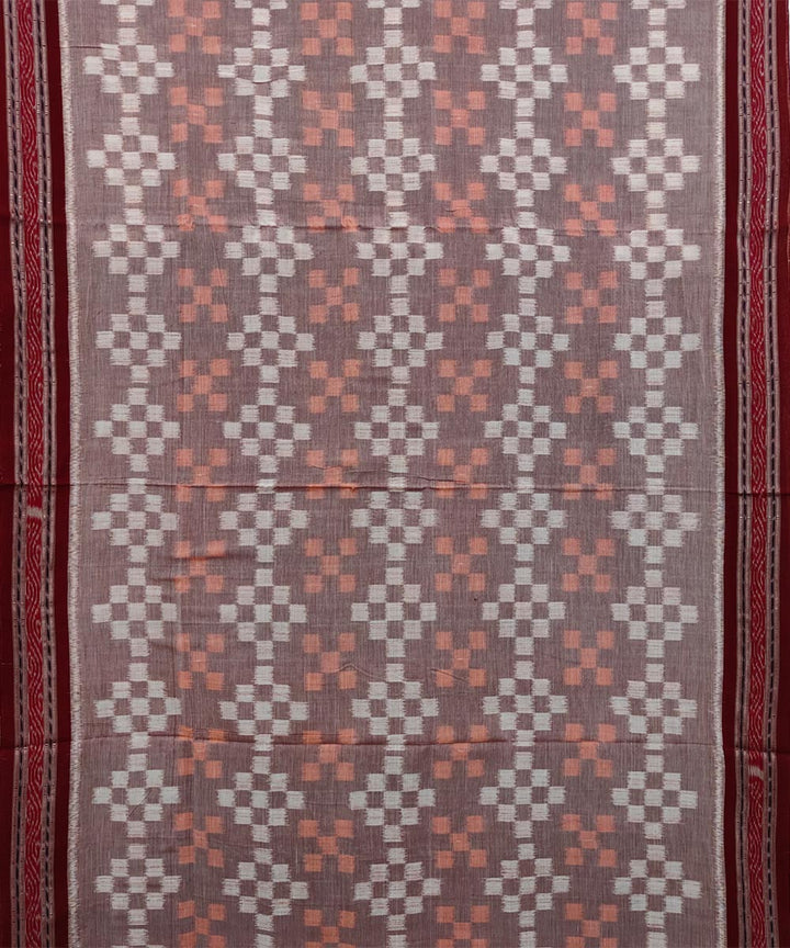 Grey maroon cotton handwoven nuapatna saree