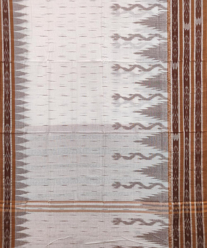 White brown cotton handwoven nuapatna saree