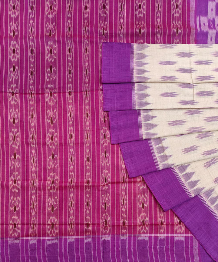 Purple beige cotton handwoven nuapatna saree