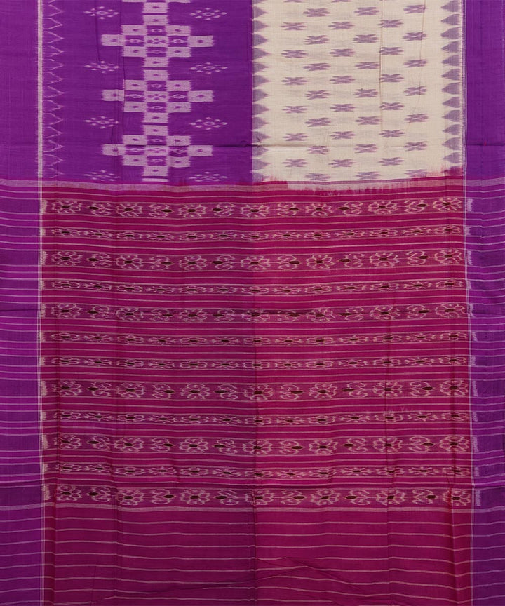 Purple beige cotton handwoven nuapatna saree