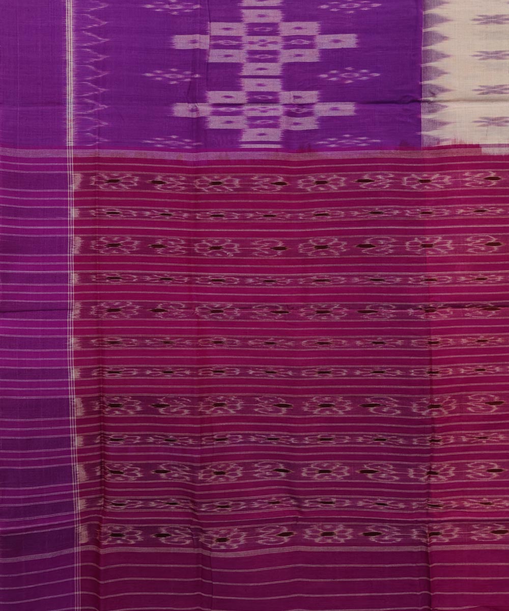 Purple beige cotton handwoven nuapatna saree