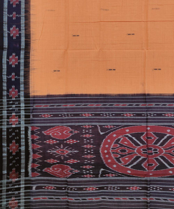 Orange black cotton handwoven nuapatna saree