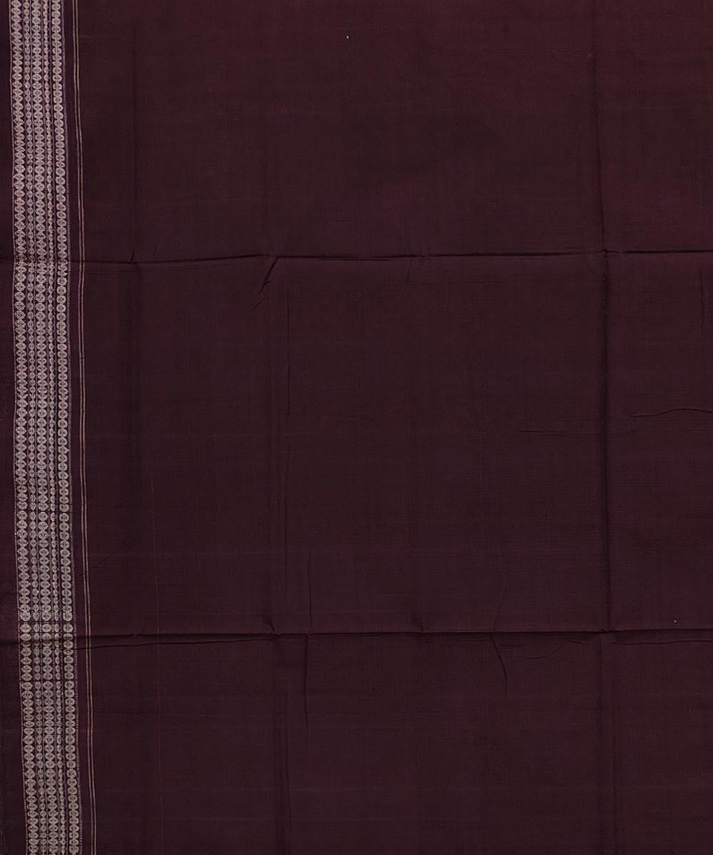 Red coffee cotton handwoven nuapatna saree