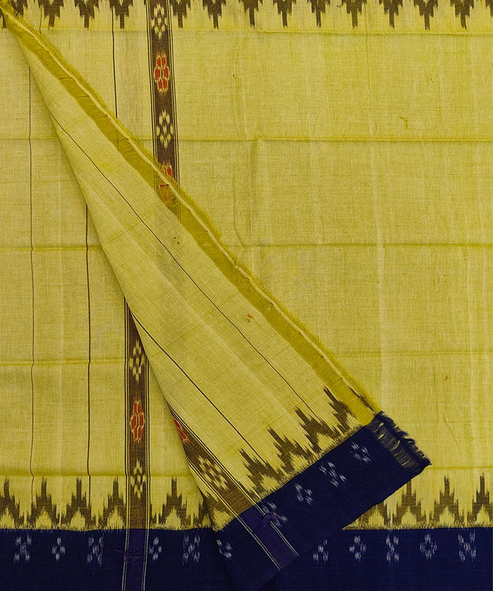 Cream blue handwoven cotton sambalpuri towel gamcha