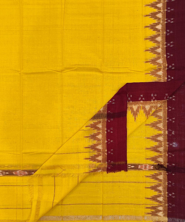 Yellow maroon handwoven sambalpuri cotton towel gamcha