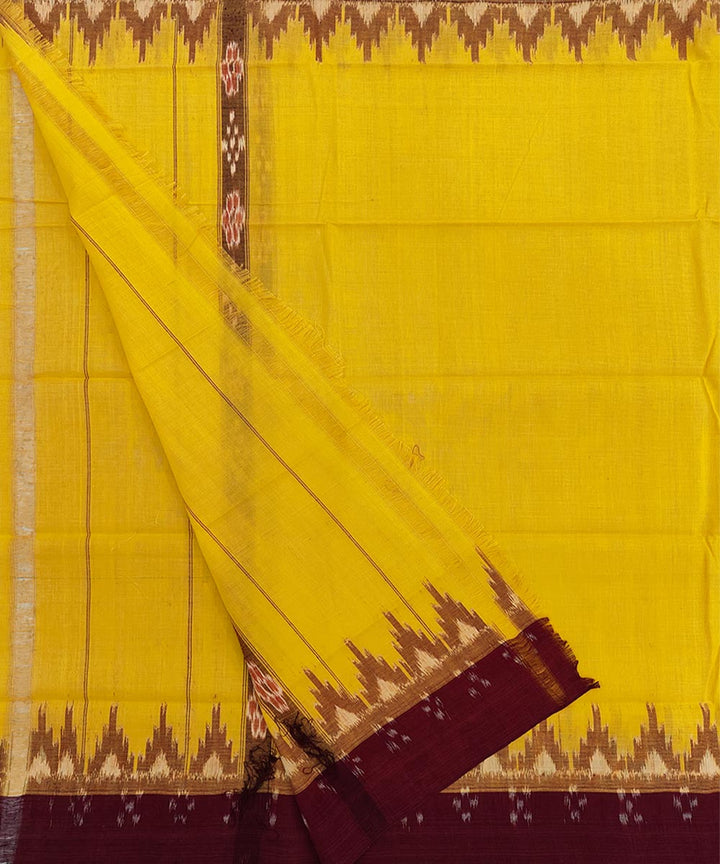 Yellow maroon handwoven sambalpuri cotton towel gamcha