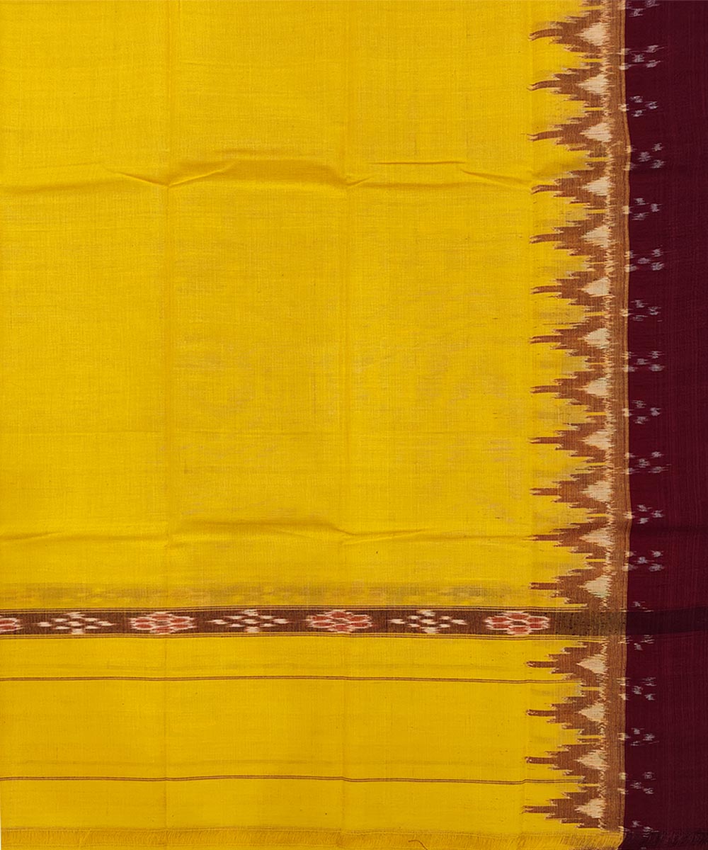 Yellow maroon handwoven sambalpuri cotton towel gamcha