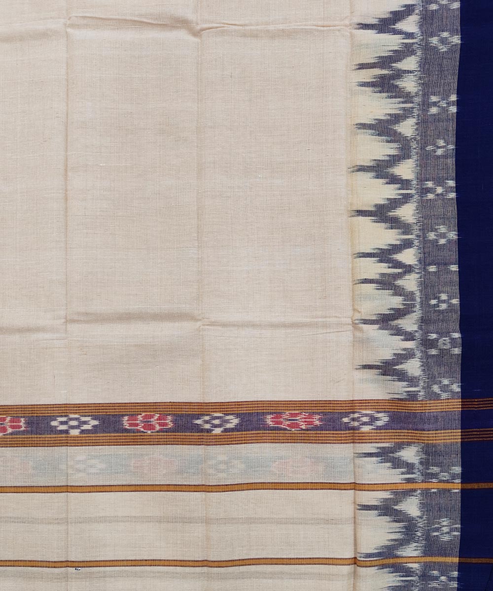 Beige blue handwoven cotton sambalpuri towel gamcha