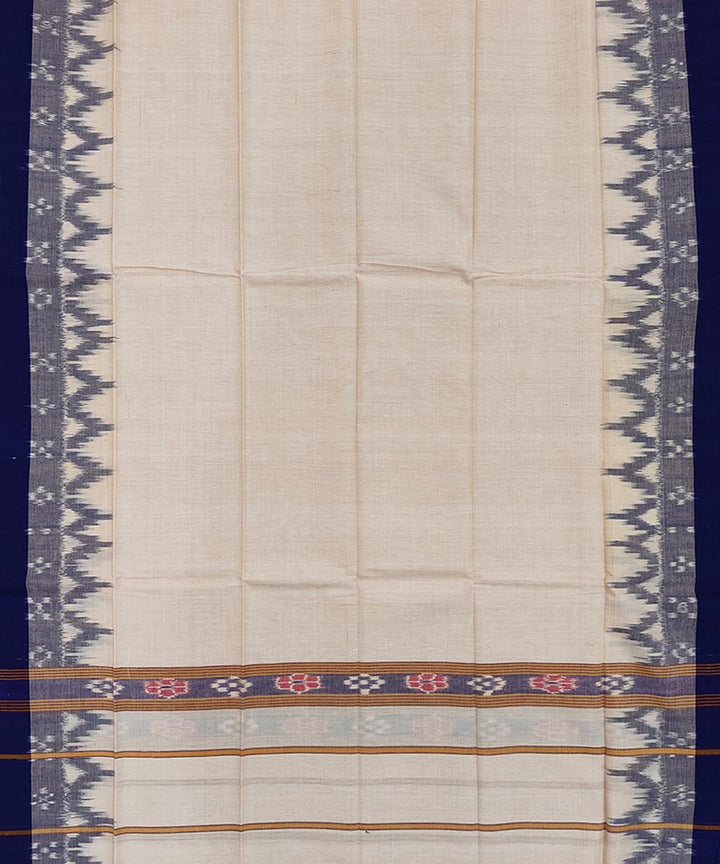 Beige blue handwoven cotton sambalpuri towel gamcha