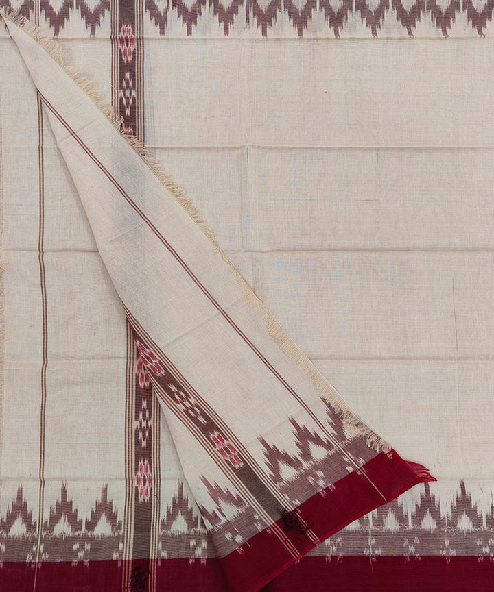 Beige red handwoven sambalpuri cotton towel gamcha