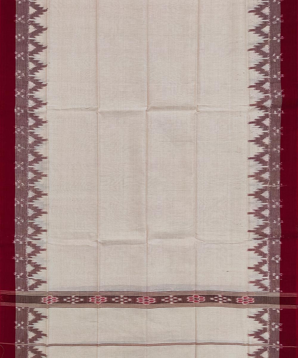 Beige red handwoven sambalpuri cotton towel gamcha