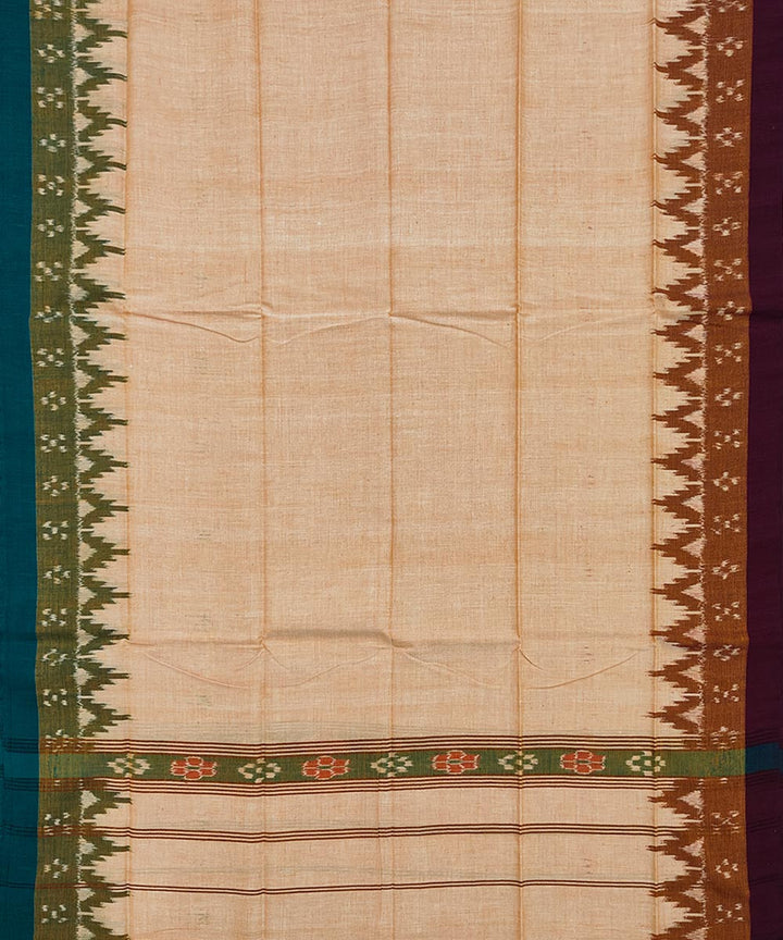 Yellow brown handwoven cotton sambalpuri towel gamcha