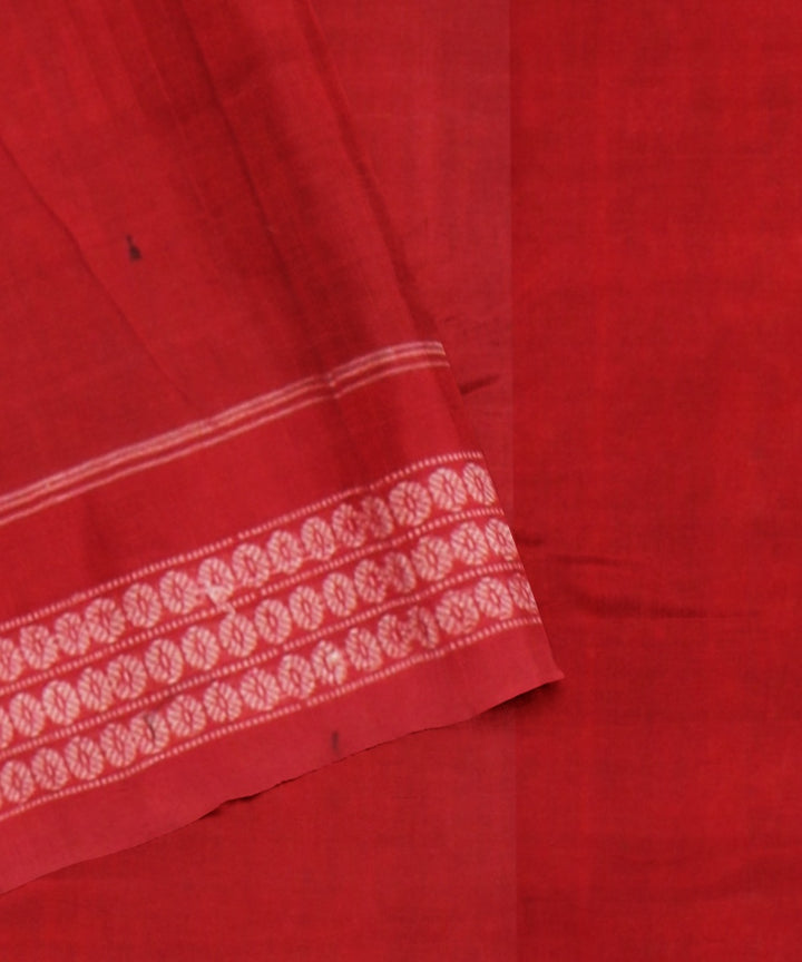 Olive green red cotton handloom sambalpuri saree