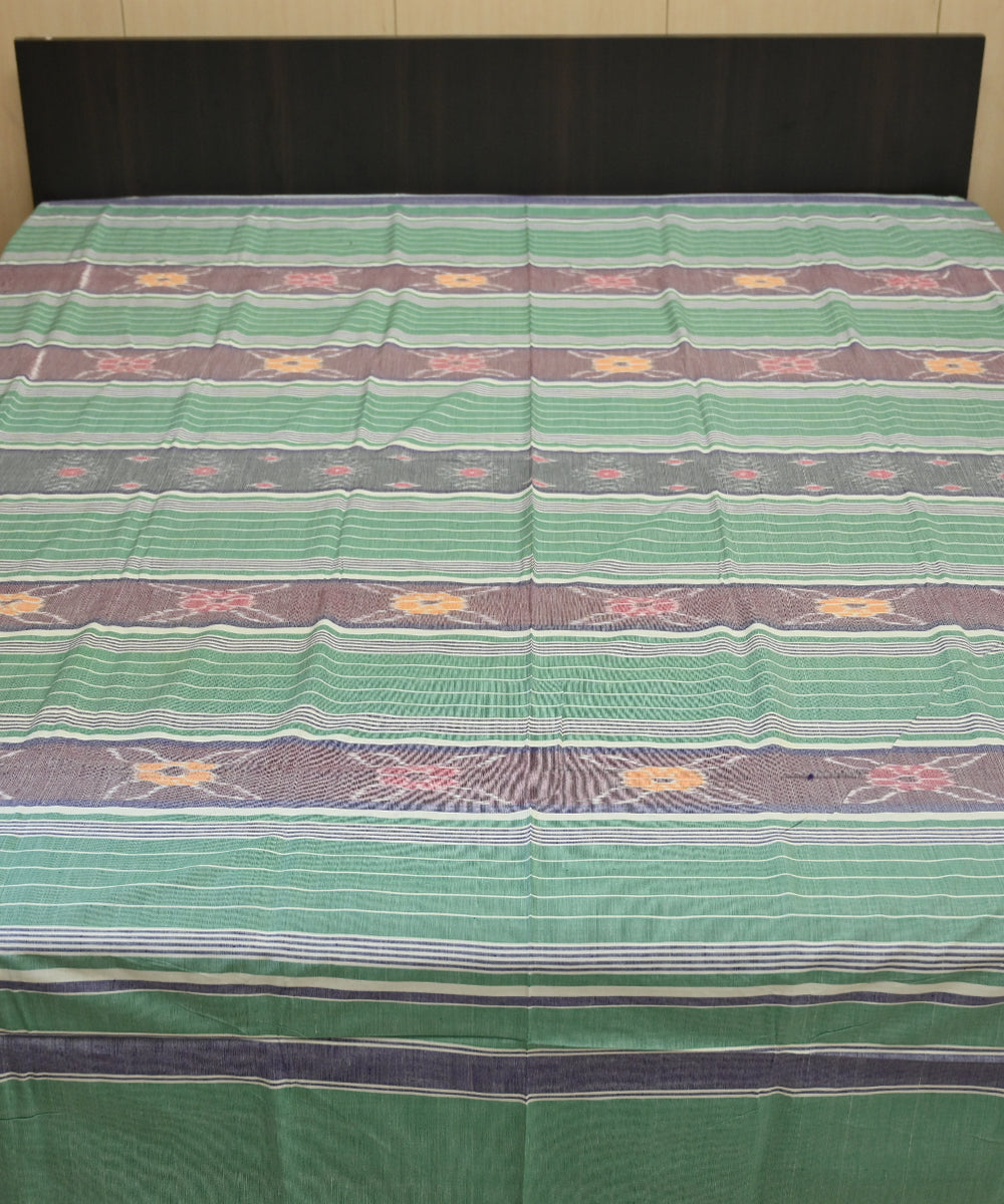 Carribean green cinereous handmade sambalpuri cotton bedsheet