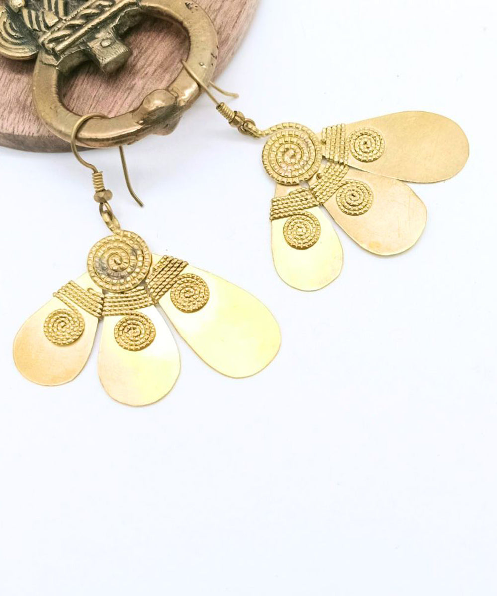 Golden handcrafted brass earring