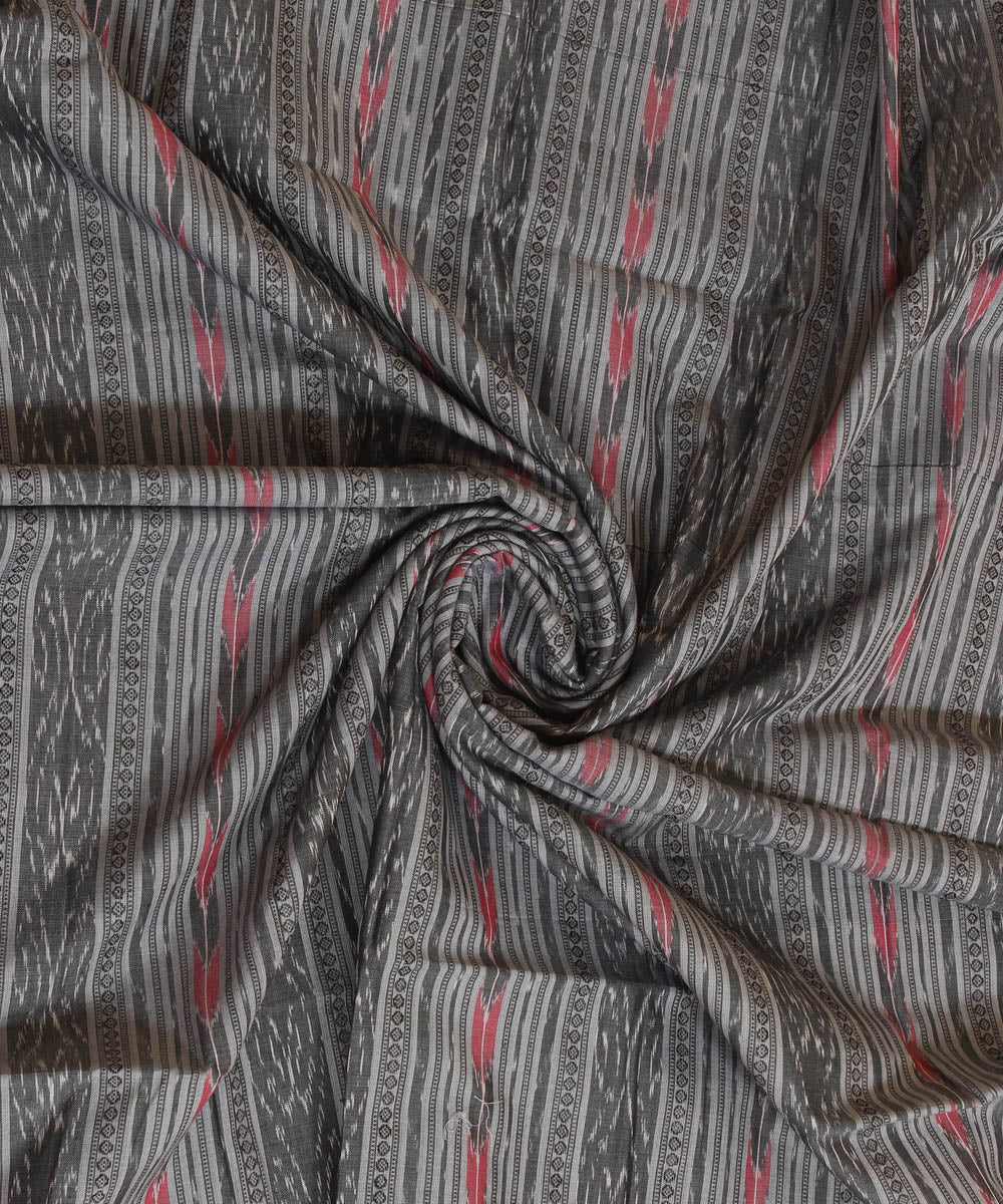 2.4 m grey handwoven cotton nuapatna kurta material