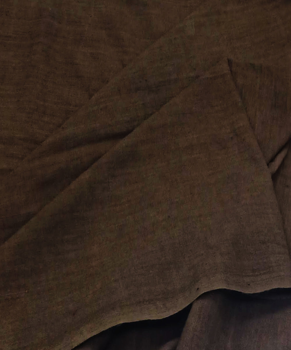 Deep brown handwoven khadi cotton fabric