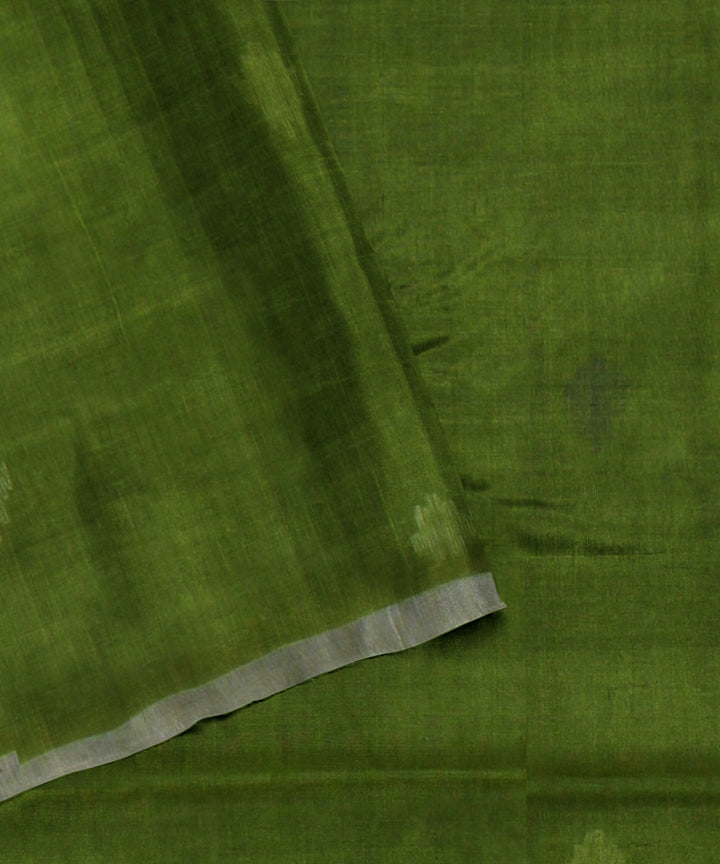 Olive green offwhite handloom cotton bengal saree