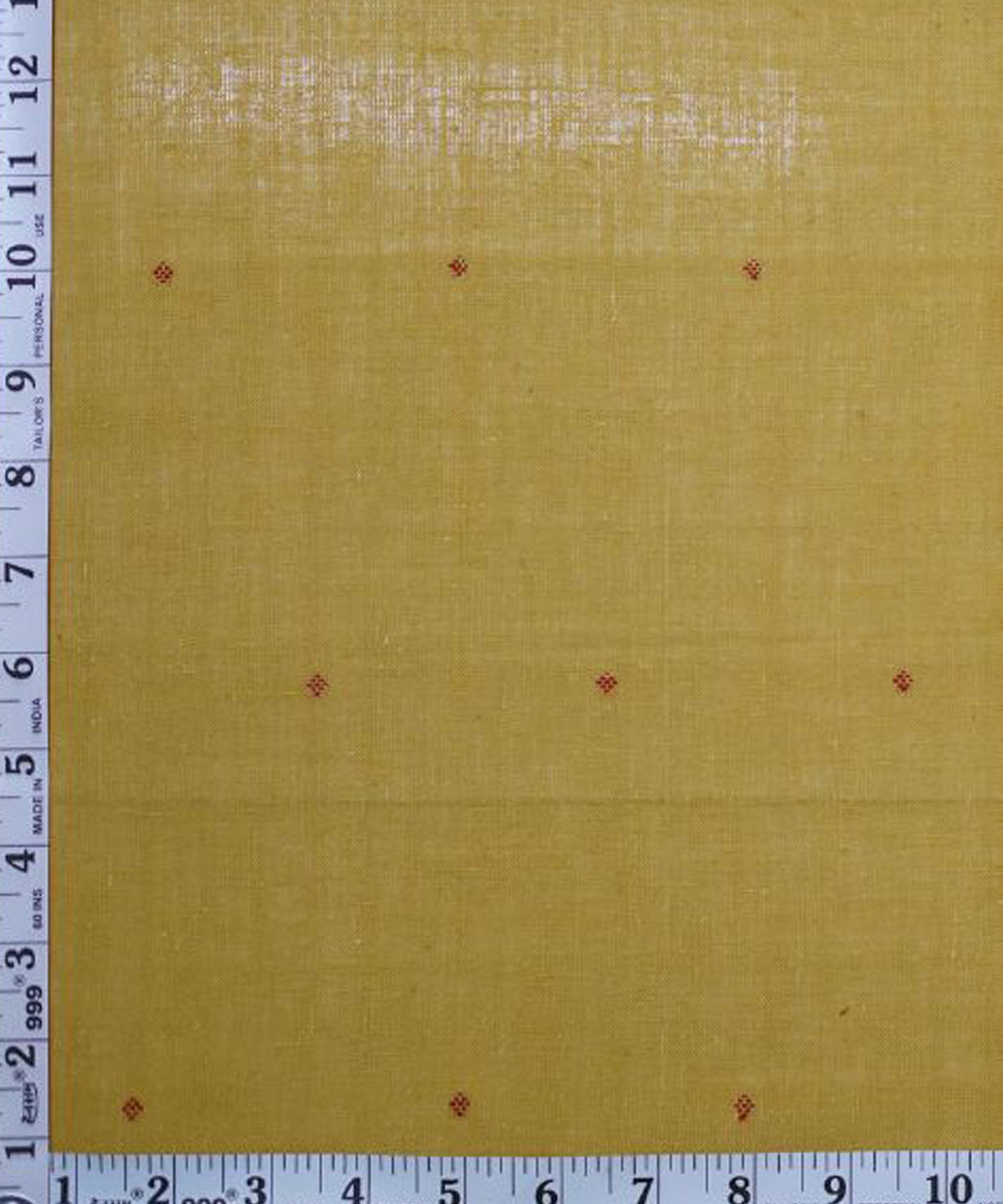 Mustard with red butti handspun handwoven Kala cotton fabric