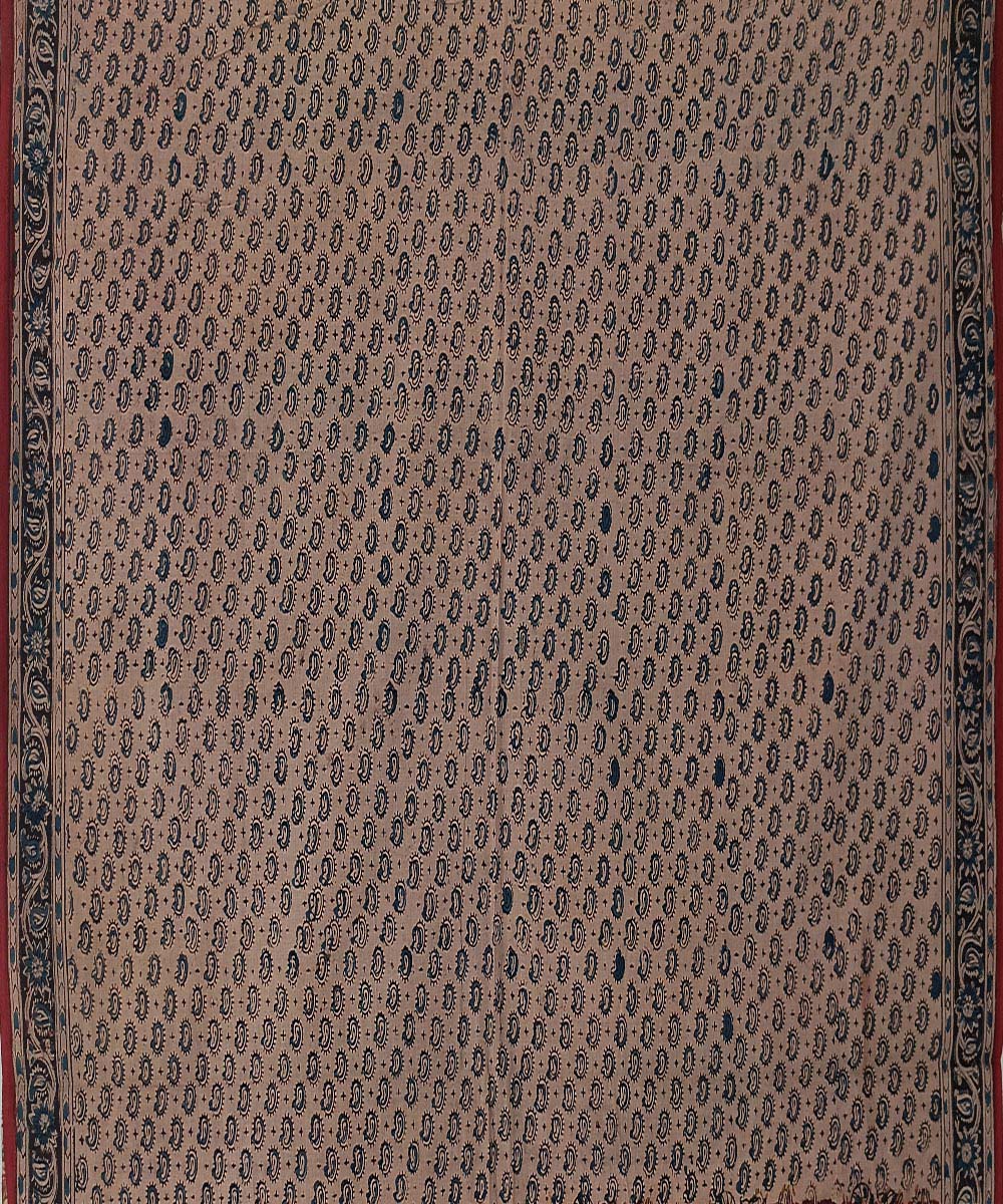 Red black border kalamkari cotton hand printed saree