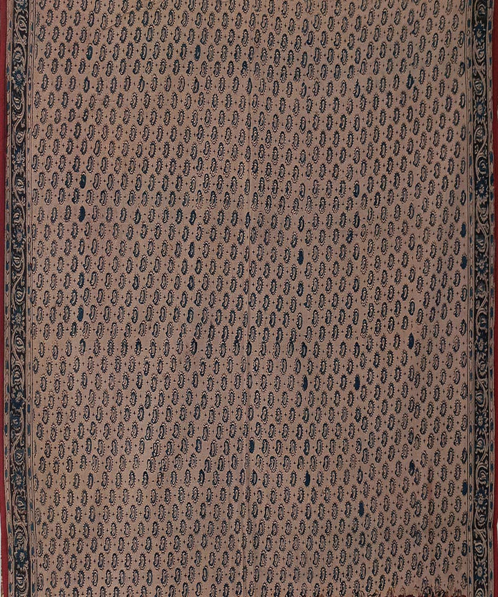 Red black border kalamkari cotton hand printed saree