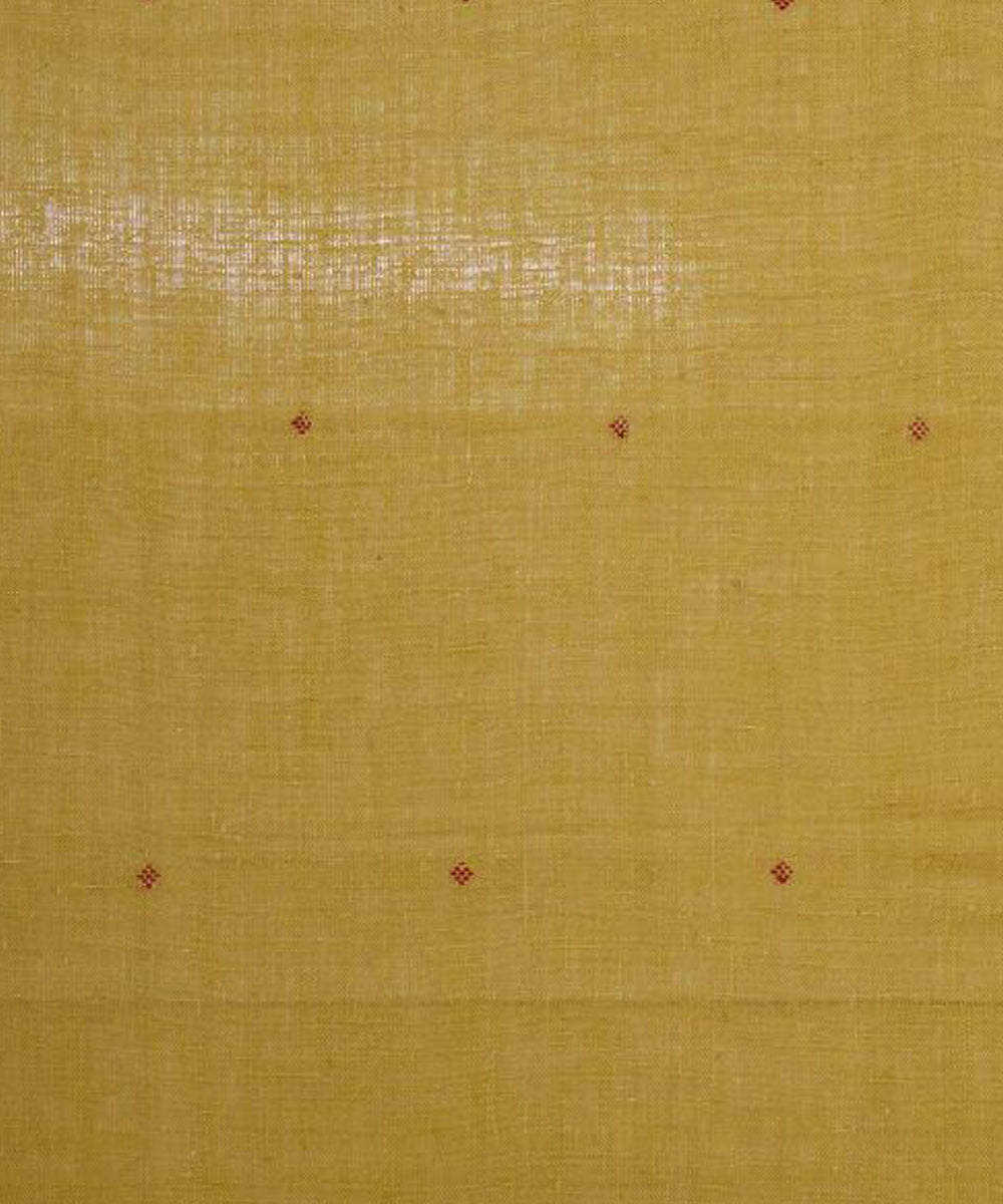 Mustard with red butti handspun handwoven Kala cotton fabric