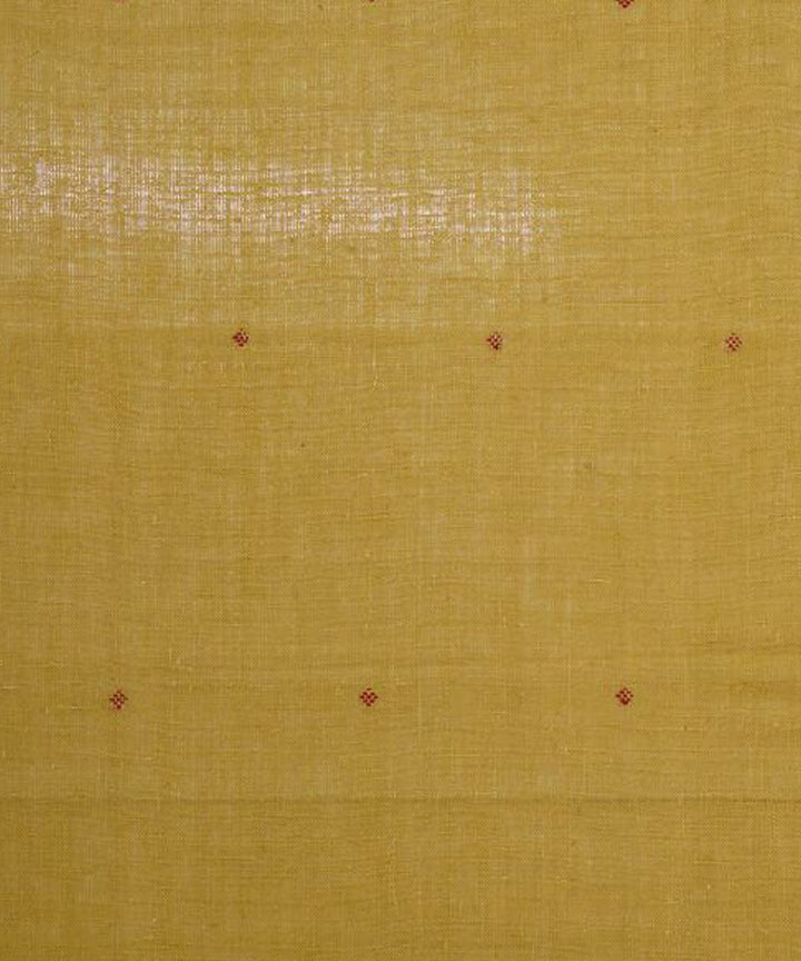 Mustard with red butti handspun handwoven Kala cotton fabric