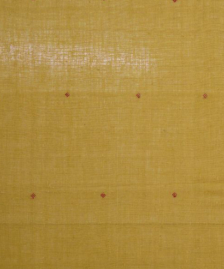 Mustard with red butti handspun handwoven Kala cotton fabric