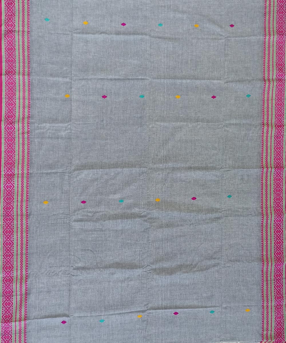 Grey pink handloom bengal cotton saree