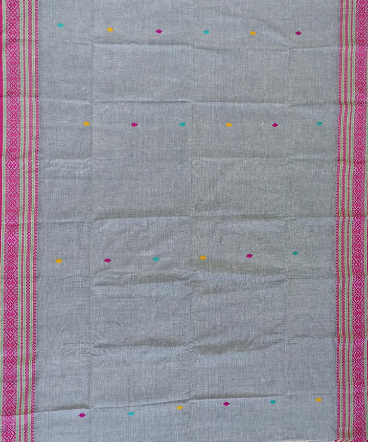 Grey pink handloom bengal cotton saree