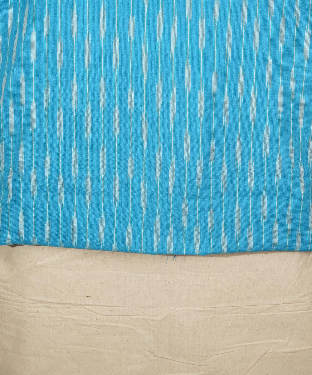 3pc Light blue white handwoven cotton pochampally ikat dress material