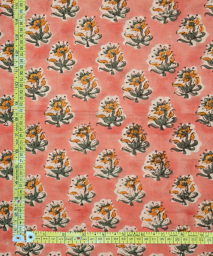 2.5 m peach cotton hand block printed sanganeri kurta material