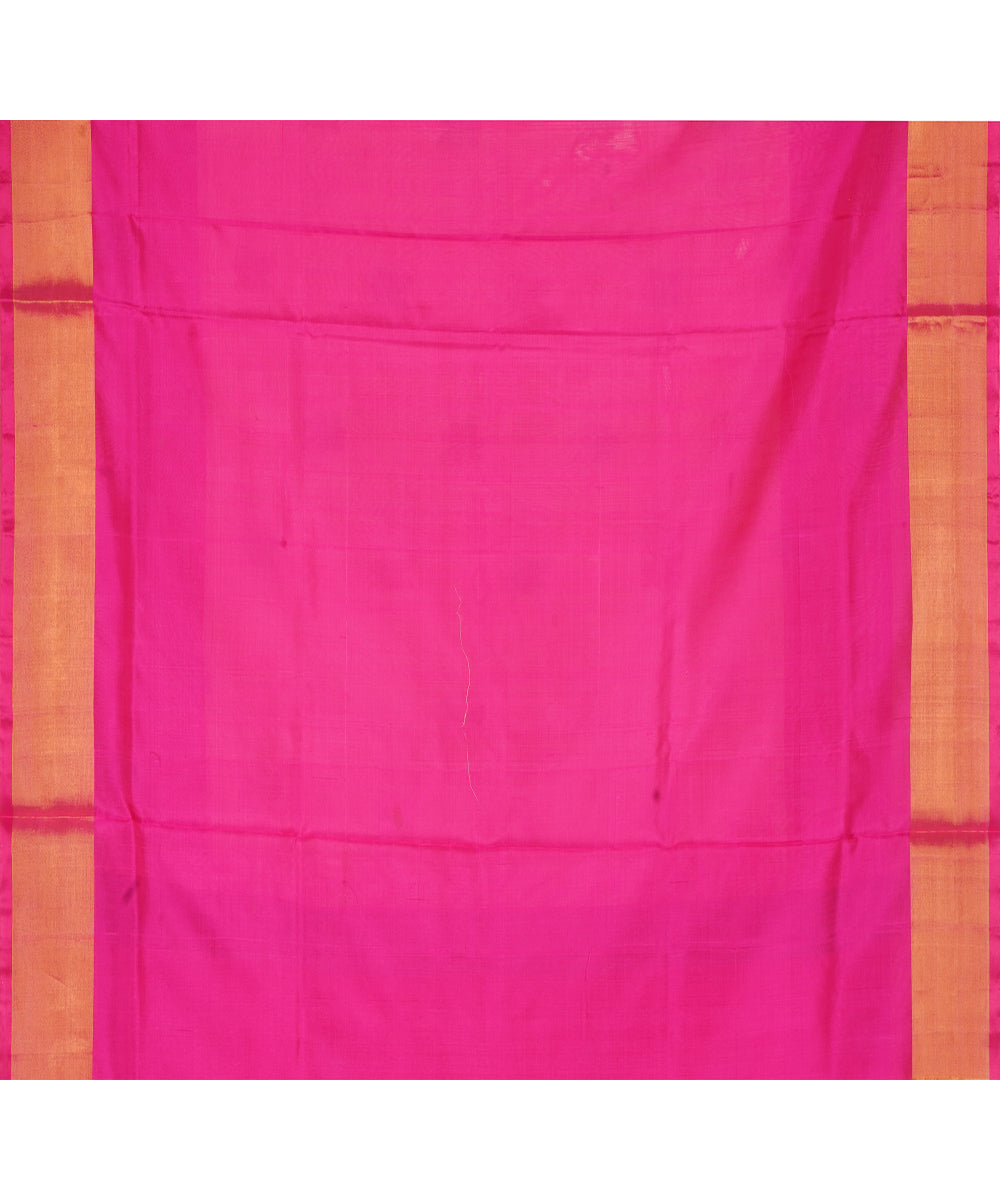 White pink silk handloom uppada saree