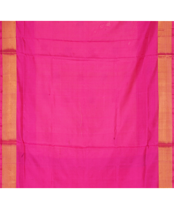 White pink silk handloom uppada saree