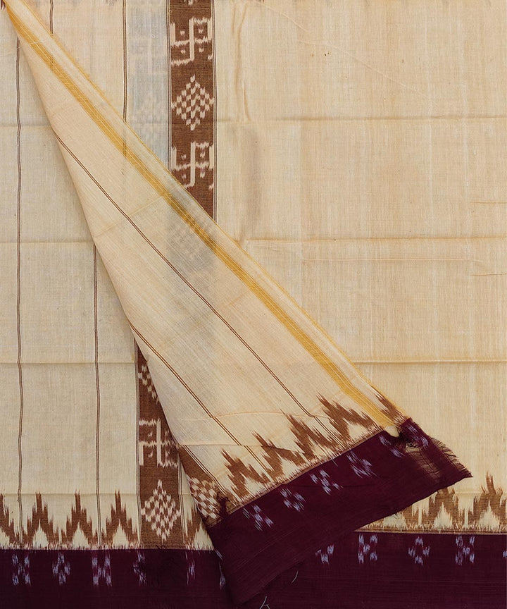 Yellow maroon handloom sambalpuri cotton towel gamcha