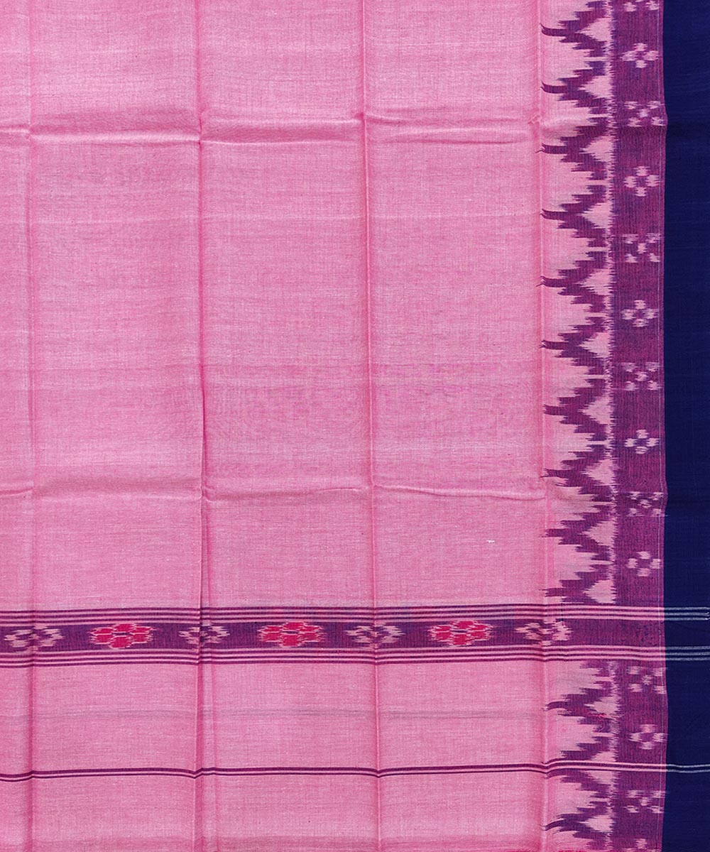 Pink blue cotton handwoven sambalpuri towel gamcha