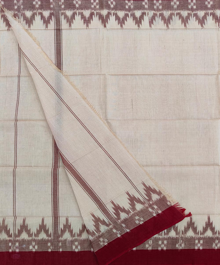 Beige red handwoven cotton sambalpuri towel gamcha